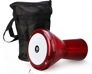 VD Vatan Mini Darbuka Trommel – Aluminiumguss Hand Drum 30 cm, Rot Pearl Effekt, inkl. Tasche & Stimmschlüssel, Percussion Instrument