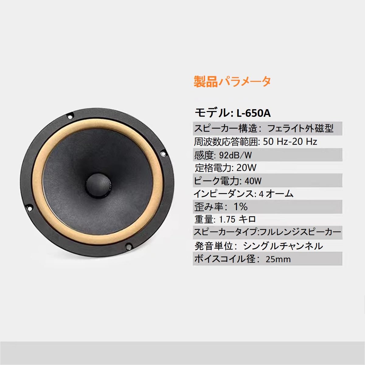 Amazon.co.jp: L-650A 車スピーカー 6.5 インチ HiFiフルレンジ