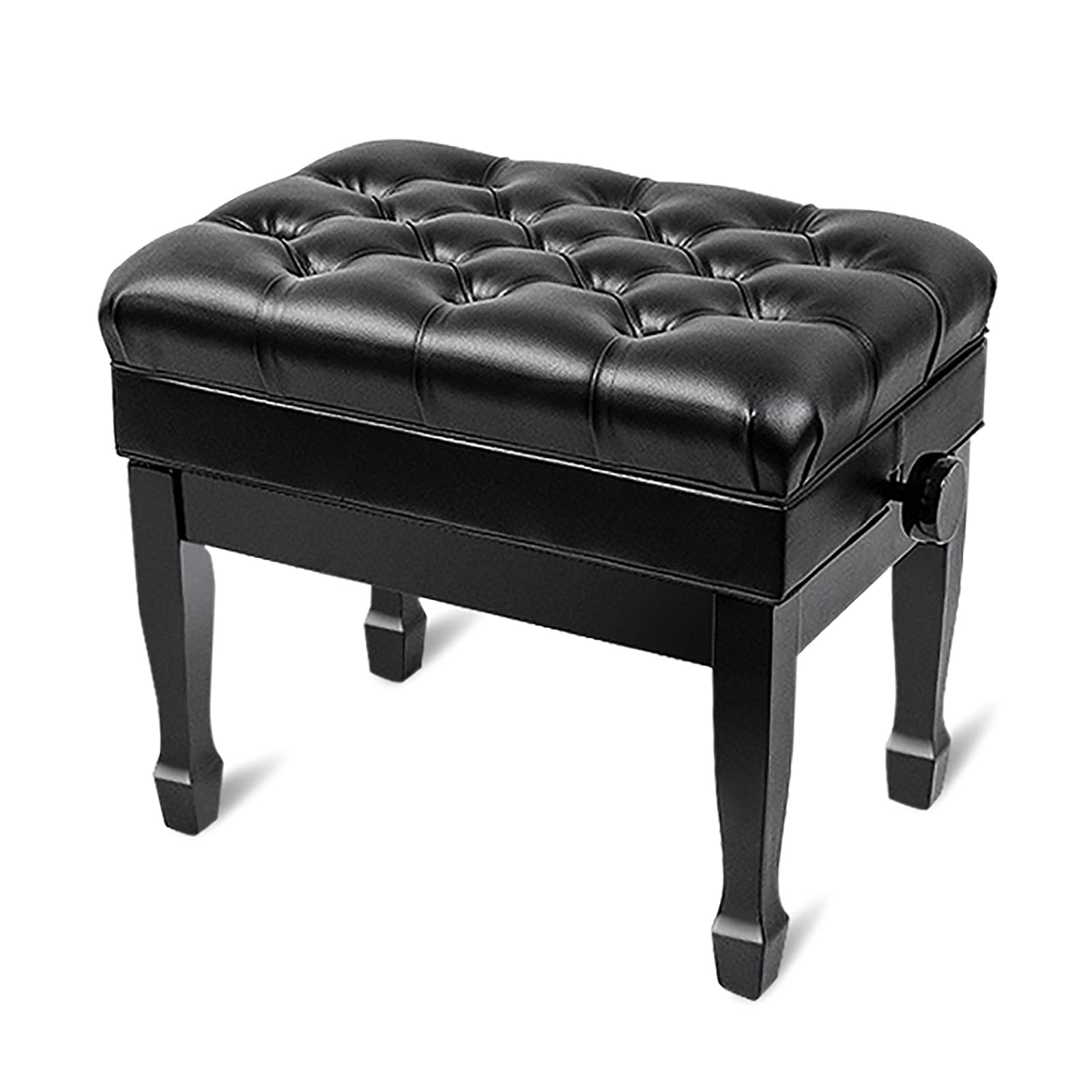 Panca per pianoforte regolabile in pelle con sollevamento idraulico scomparto musicale e comoda seduta nera (58 x 41 x 48 58 cm)