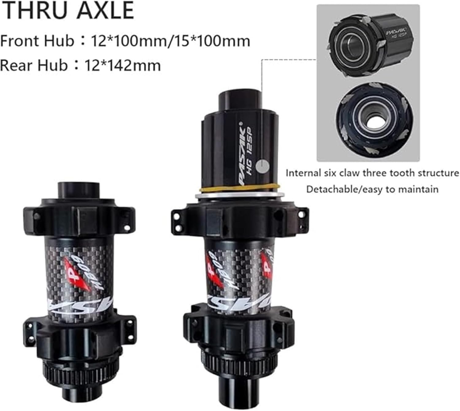 Ruedas de Carbono para Bicicleta de Carretera 700C, Llanta 50mm, Freno de Disco, Eje Pasante HG142mm, Rodamientos Sellados, 24 Radios, Ruedas de Ciclismo Carreras