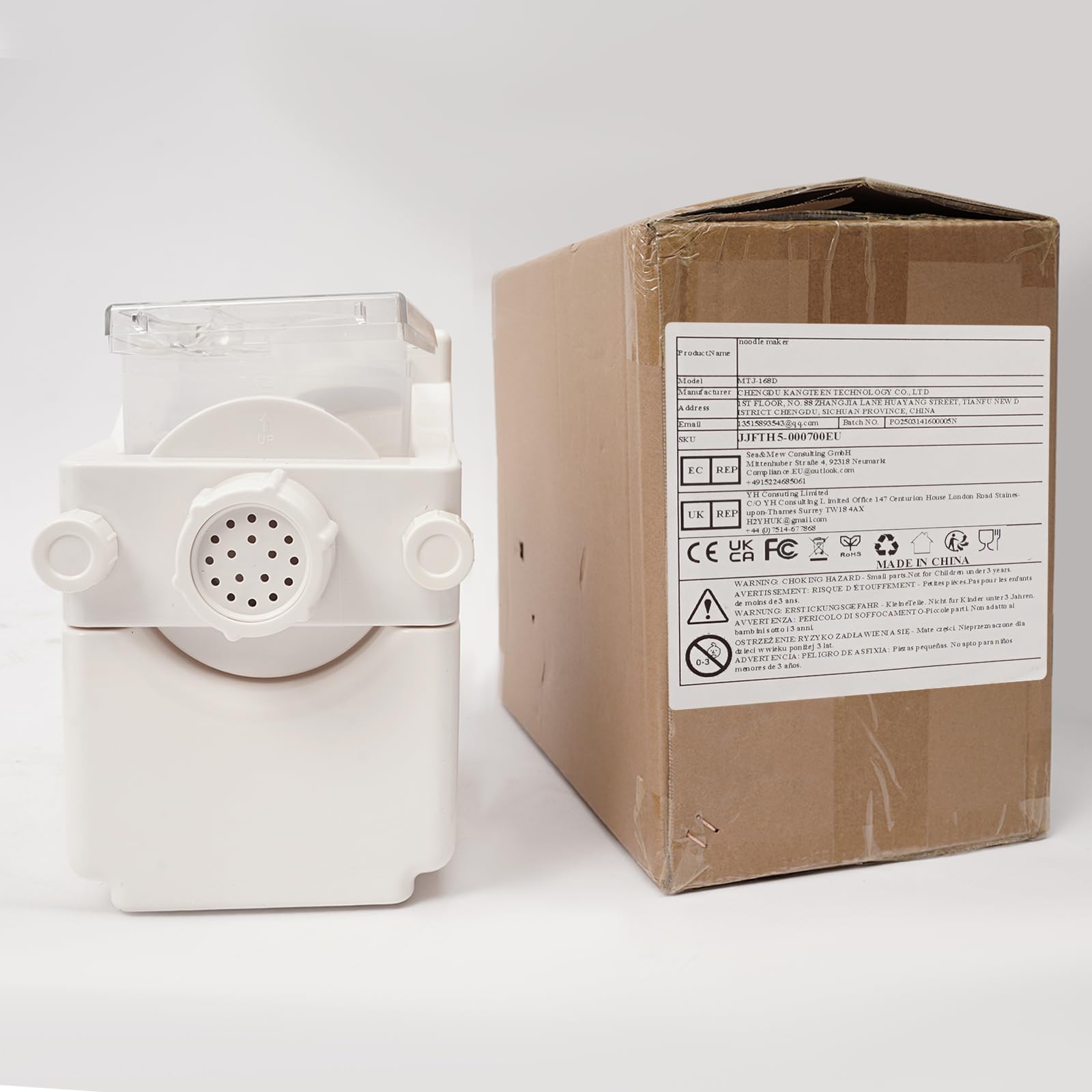 180W 220V Weiß Elektrische Nudelmaschine, Küche Vollautomatische Nudelmaschine, Haushalt Pastamaker Pastamaschine Nudel Spaghetti, Knödel Pasta Maker, Multifunktionsmaschine für Hausmüll