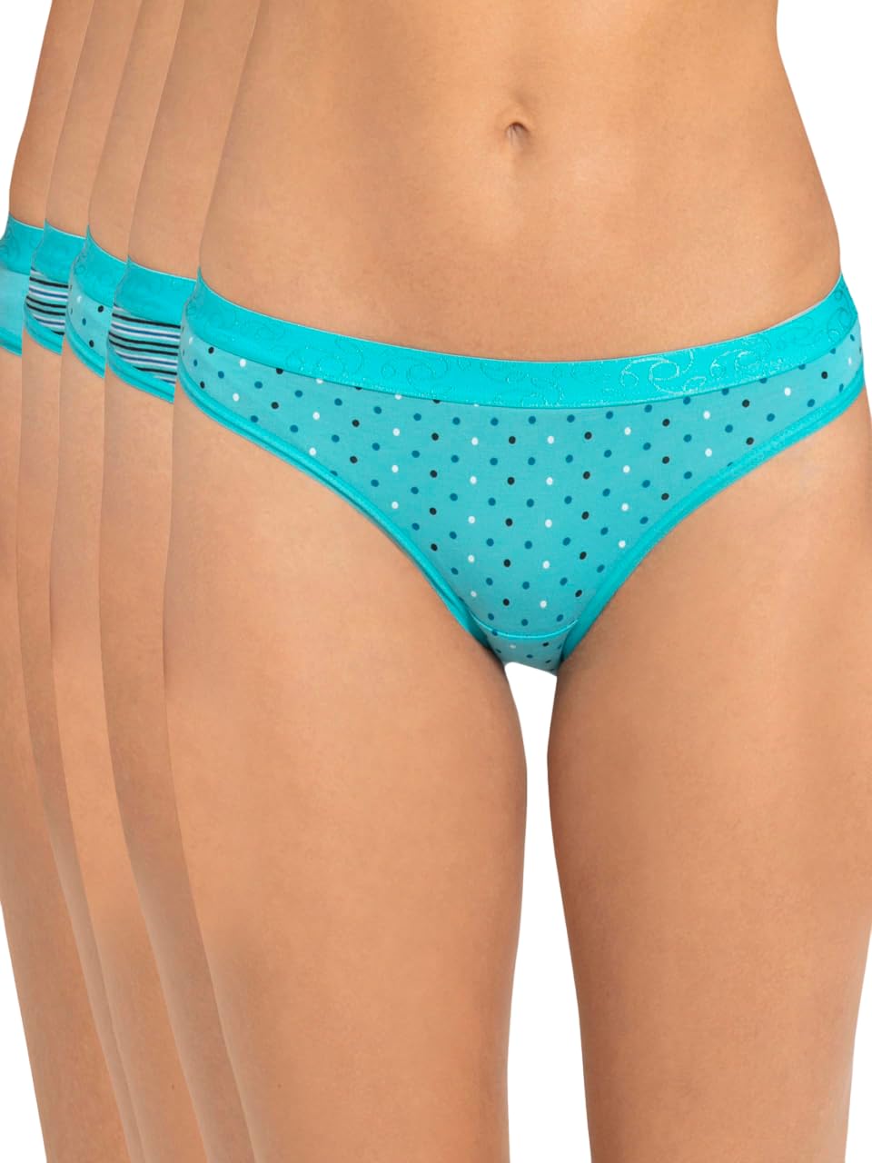 jockey 3005 Women's Medium Coverage Super Combed Cotton Elastane Stretch Mid Waist Bikini with Exposed Waistband and Stay Fresh Treatment (Pack of 3_Colors & Prints May Vary)-picture-48