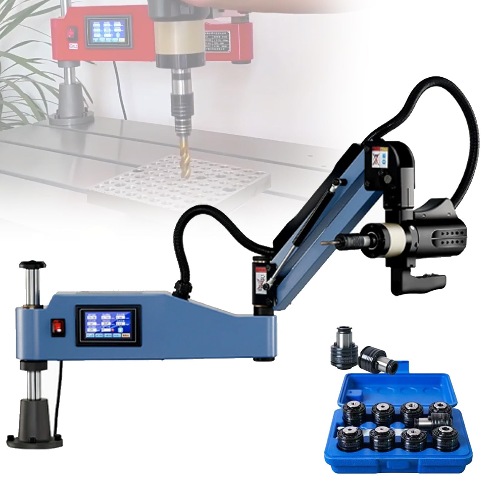 Trapano maschiatore con servomotore a Braccio Universale 360, Macchina maschiatrice elettrica, Macchina maschiatrice multidirezionale, per lavorazione dei metalli, maschiatura industriale. M3-12E