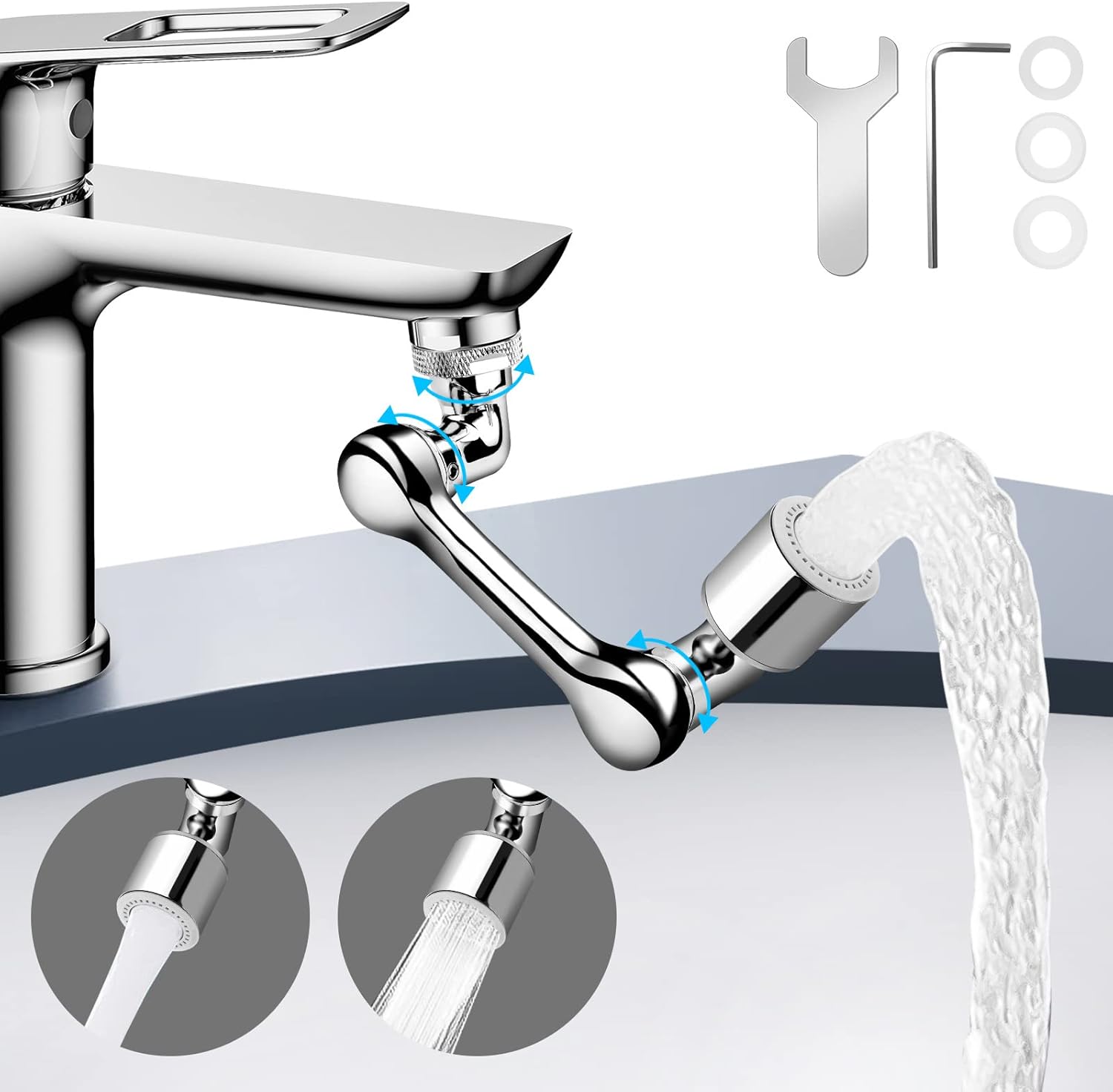 EEEKit 1080° Swivel Faucet Extender Aerator, Big Angle Rotating Tap Extender, Universal Splash