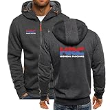 Vestes à Capuche zippées Unies pour Hommes et Femmes imprimés H.R_C Coton Classique Sweats à Capuche décontractés vêtements de Sport (Gris foncé,S)