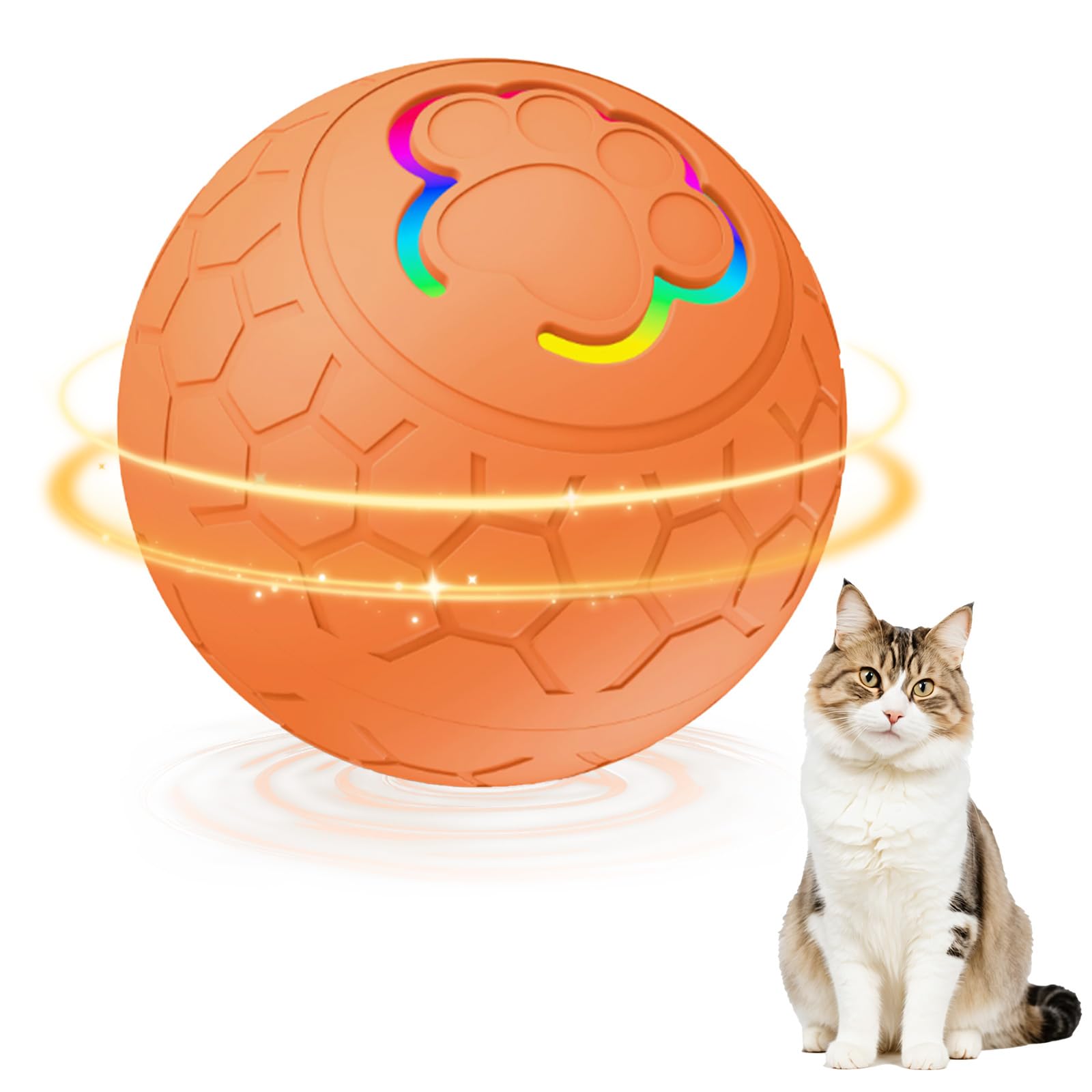 Rudfovn Smart Moving Cat Ball Toy, Rechargeable Rolling & Bouncing Dual Model Cat Toys Interactive for Indoor Cats