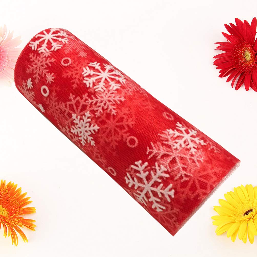 EXCEART Fiocchi di Neve Natalizi Rotoli di Tulle Poliestere Glitter Fiocco di Neve Garza Artigianale per Confezione Regalo Fai da Te Bomboniera Decorazione Natalizia (Rosso 15 Cm)