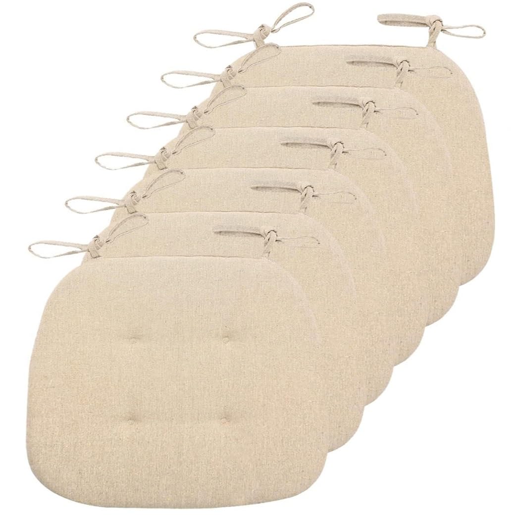 Coussin Chaise Cuisine,Galette De Chaise En Forme De Trapèze Avec Attaches,Galette De Chaise Dehoussable Lavable,Respirant Lin Coussin Pour Chaise Salle À Manger Epaisse ( Color : Beige , Size : 43x41