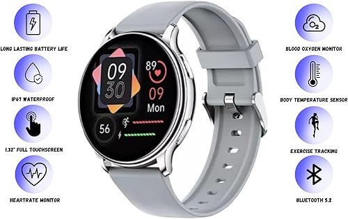 Miniatura 4 de Reloj inteligente de moda prémium para mujer, LESPRO Fitness GPS frecuencia cardíaca, manos libres, Bluetooth, tacto completo, color gris plateado,