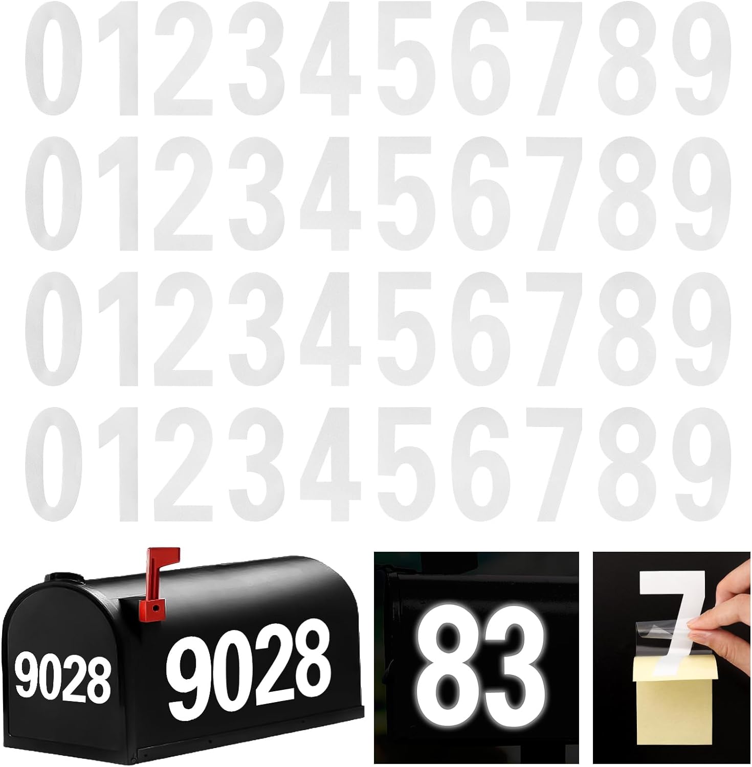 Reflective Mailbox Number for Outside, 2 Inch 4 Sets Vinyl
