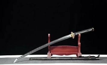 Top Hand Grind Clay Tempered Folded Steel Japanese Samurai Fishskin Saya Sharp