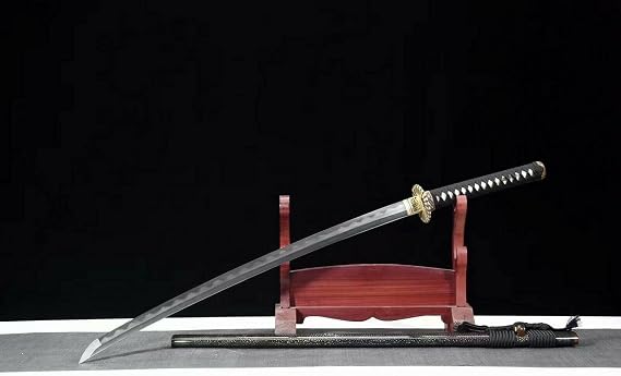Top Hand Grind Clay Tempered Folded Steel Japanese Samurai Fishskin Saya Sharp