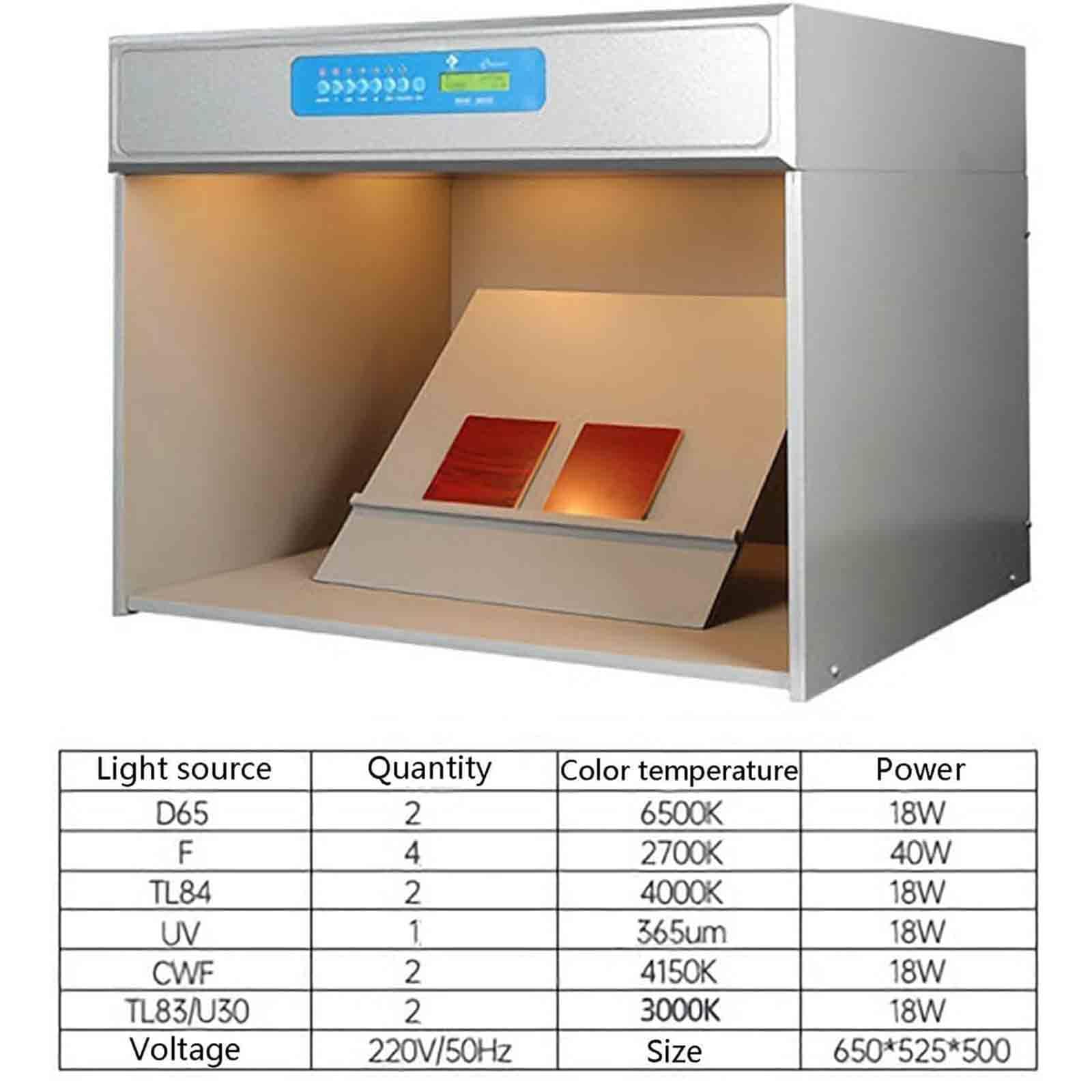Farbbewertungsschrank Farbanpassungsbox mit 6 Lichtquellen, Laborfarben -Matching Light Box Tester Maschine für Stoff Textil Kleidung Druck