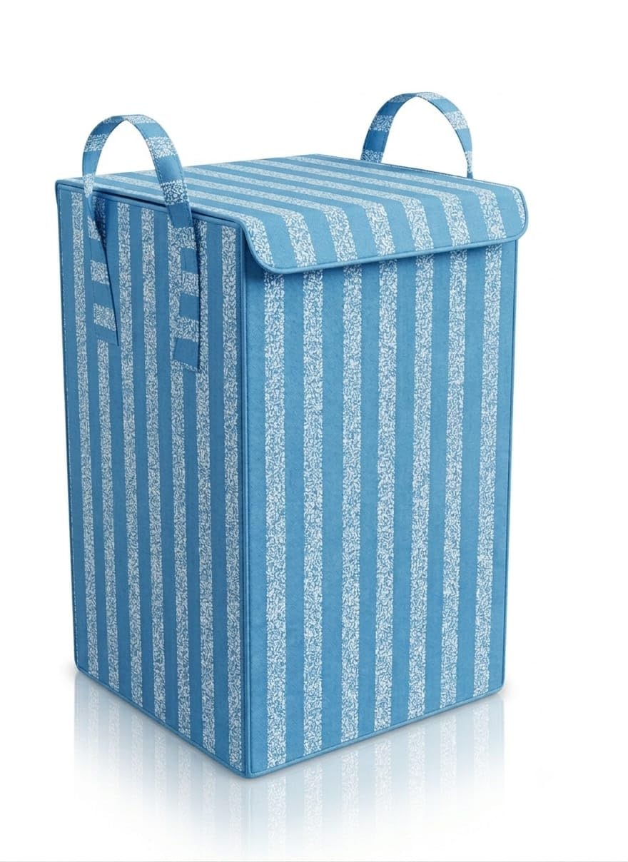 Laundry Basket for Clothes with Lid | Laundry Bag Foldable | Laundry Bag for Clothes | Clothes Basket | Basket for Clothes Storage | Toy Storage Baske (dark blue)-image-39