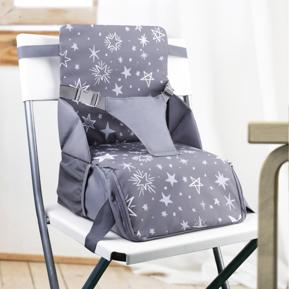 Asientos elevadores para bebés de 6 meses a 3 años, cojín elevador para sillas de comedor, asiento de alimentación infantil para mesa (estrella gris)