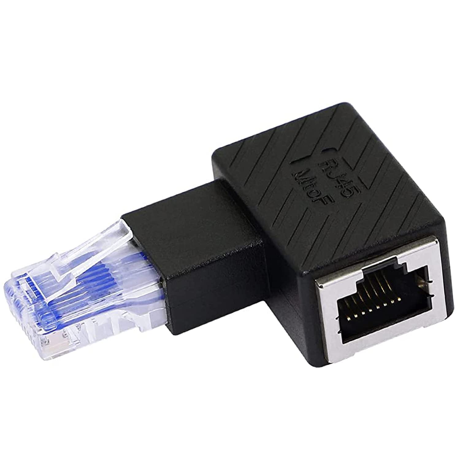 Greluma 2 Pz Adattatore Ethernet a 90 gradi, connettore LAN RJ45 ad angolo sinistro e destro, connettore di rete di estensione da maschio a femmina, per computer, laptop, router
