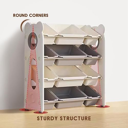 Miniatura 6 de Organizador de almacenamiento de juguetes para niños con 12 contenedores de almacenamiento de juguetes, experimenta una organización de fácil