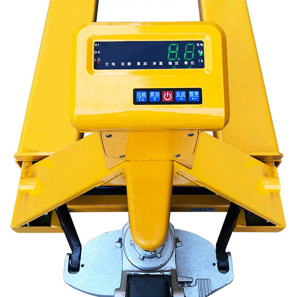 Transpalette à pompe manuelle 2000 kg avec échelle électronique, mini transpalette de type 1200 mm x 550 mm/1200 mm x 682 mm taille de fourche, pour la manipulation du matériau