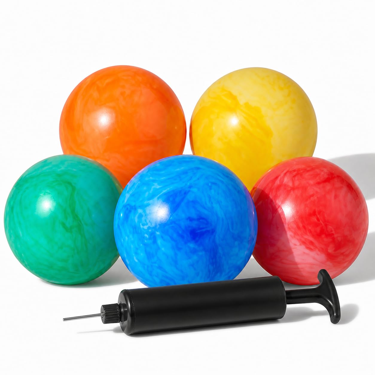 Pelotas de parque infantil (paquete de 5) – Pelotas de actividad inflables de mármol de 5 pulgadas para niños – Bolas de vinilo suaves para niños pequeños, preescolar, guardería, juegos de
