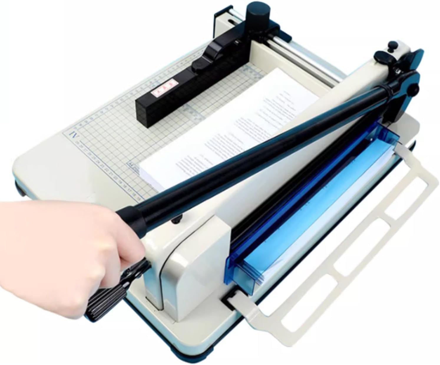 Gilotyna do papieru Wytrzymała obcinarka do papieru – tnie 400 arkuszy w formacie A4, B4, A5, B6, B7 idealna biura, domu i szkoły trwała metalowa podstawa