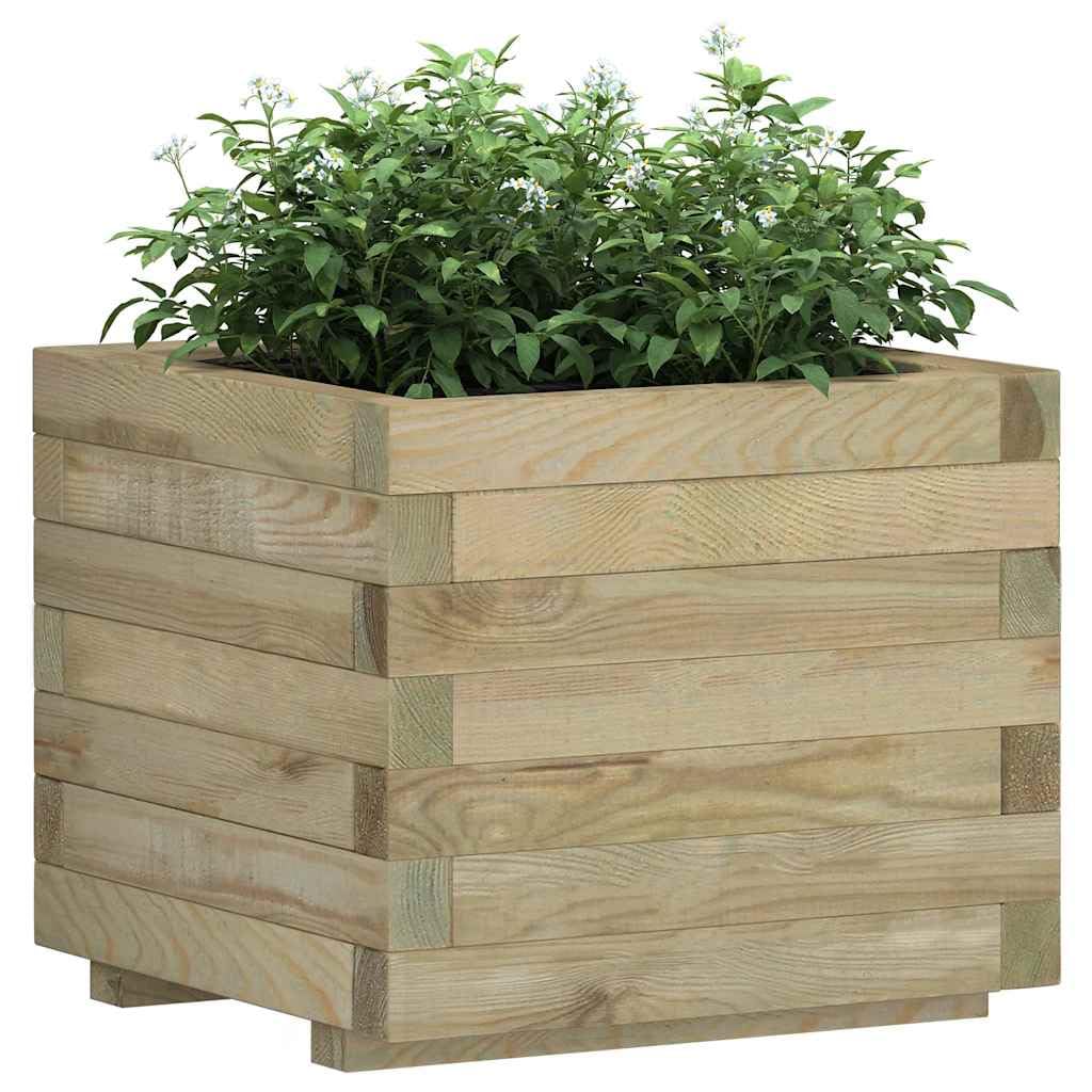 vidaXL Arriate Cuadrado Macetero Maceta Grande de Flores Madera de Pino Impregnada 50x50x40 cm