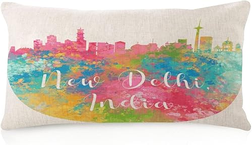 Vintage Body Pillow Case Cover with Zipper 12x20in India New Delhi Decorations Long Throw Zipper Body Pillow Cover Case State Pride Patriotic