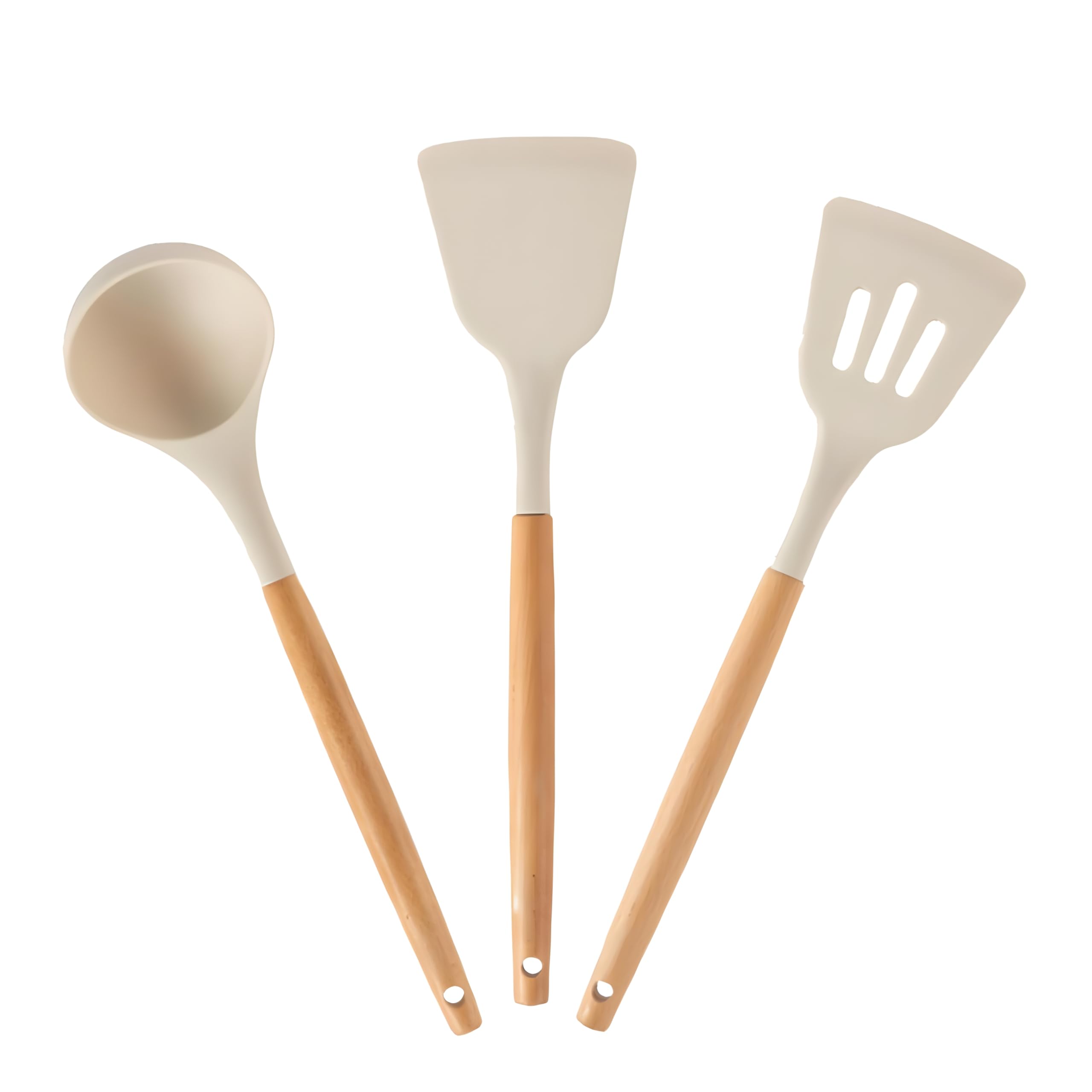SHOPPOFOBIX Silicone Spatula for Kitchen and Utensils Spoon Set 3-Piece Silicone Kitchen Cooking Utensils Set with Wooden Handle Spatula Turner Serving Cooking Spoon for Omelet Egg Dosa Chapati (B0CLRF9V1Q) Amazon Price History, Amazon Price Tracker