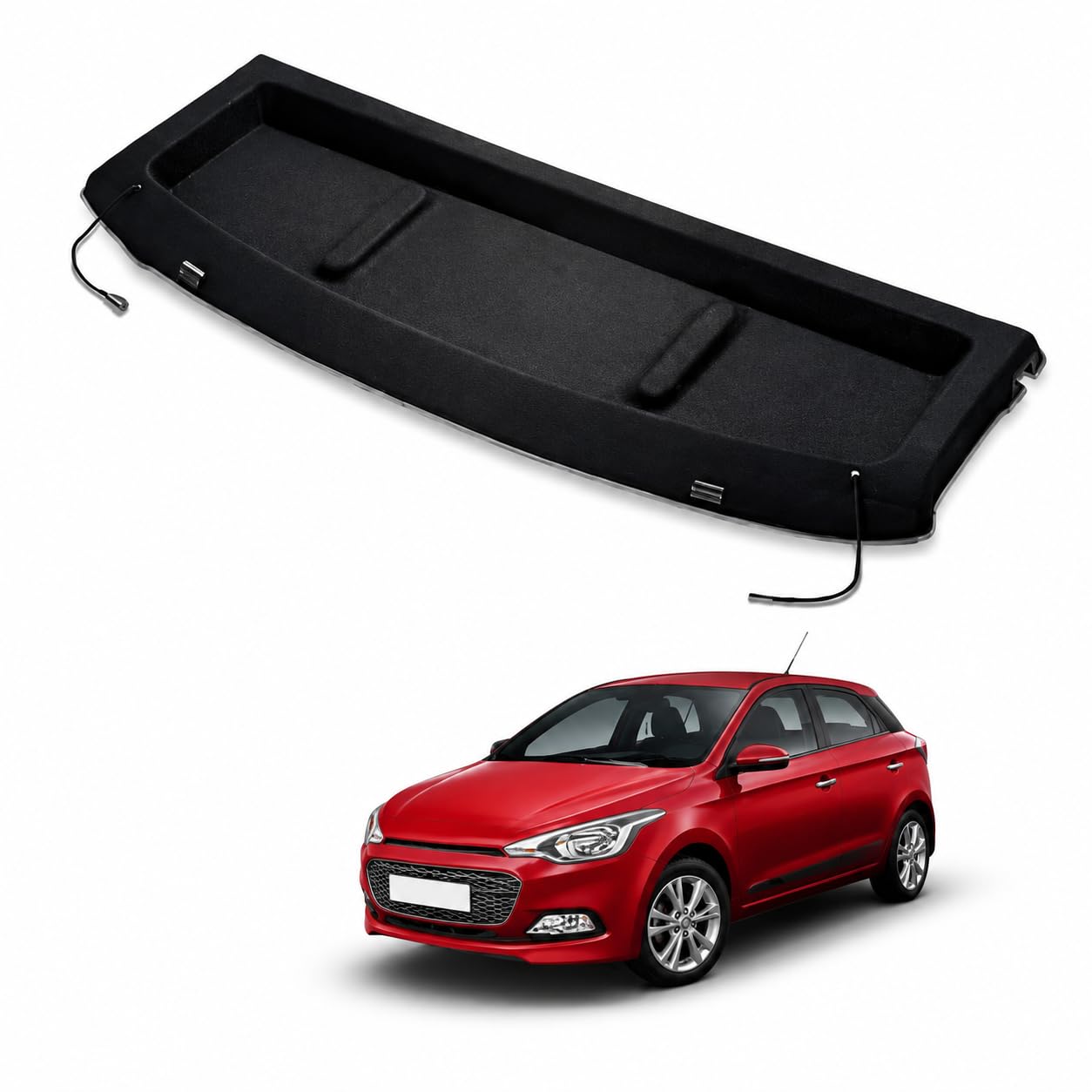 Parcel Tray for Hyundai i20 Elite (2016-2019), Black | Unbreakable Build, OEM Type Fitment, Adjustable Luggage Cover, Injection Moulded, Boot Shelf-image-2