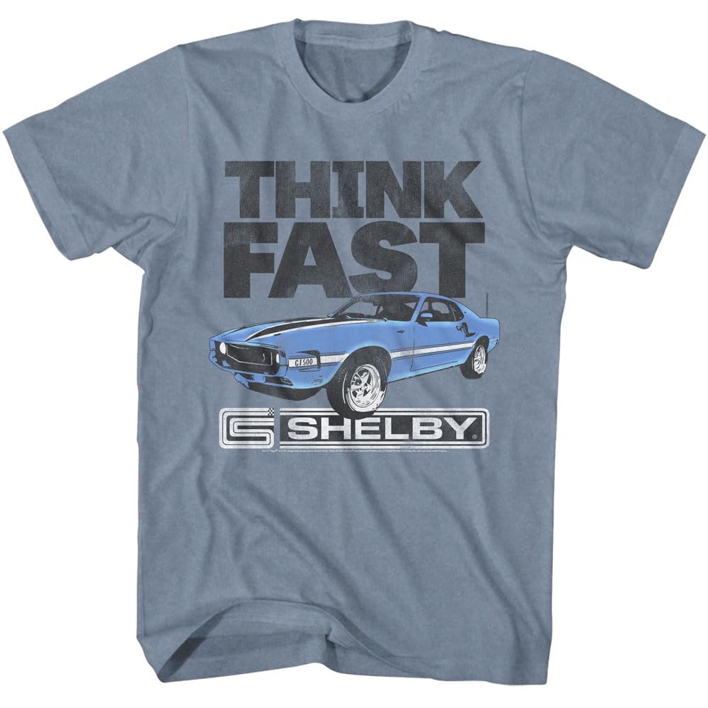Carroll Shelby Think Fast Adult Indigo Heather Short Sleeve T Shirt American Vintage Style Graphic Tees