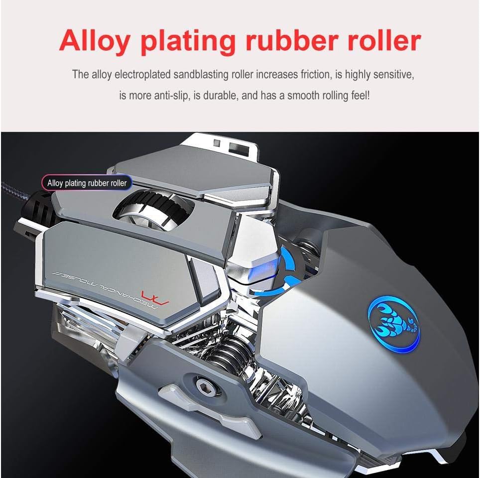 RGB Wired Gaming Mouse Backlit Programmable Mechanical Mouse up to 6400 DPI for Windows PC Gamers