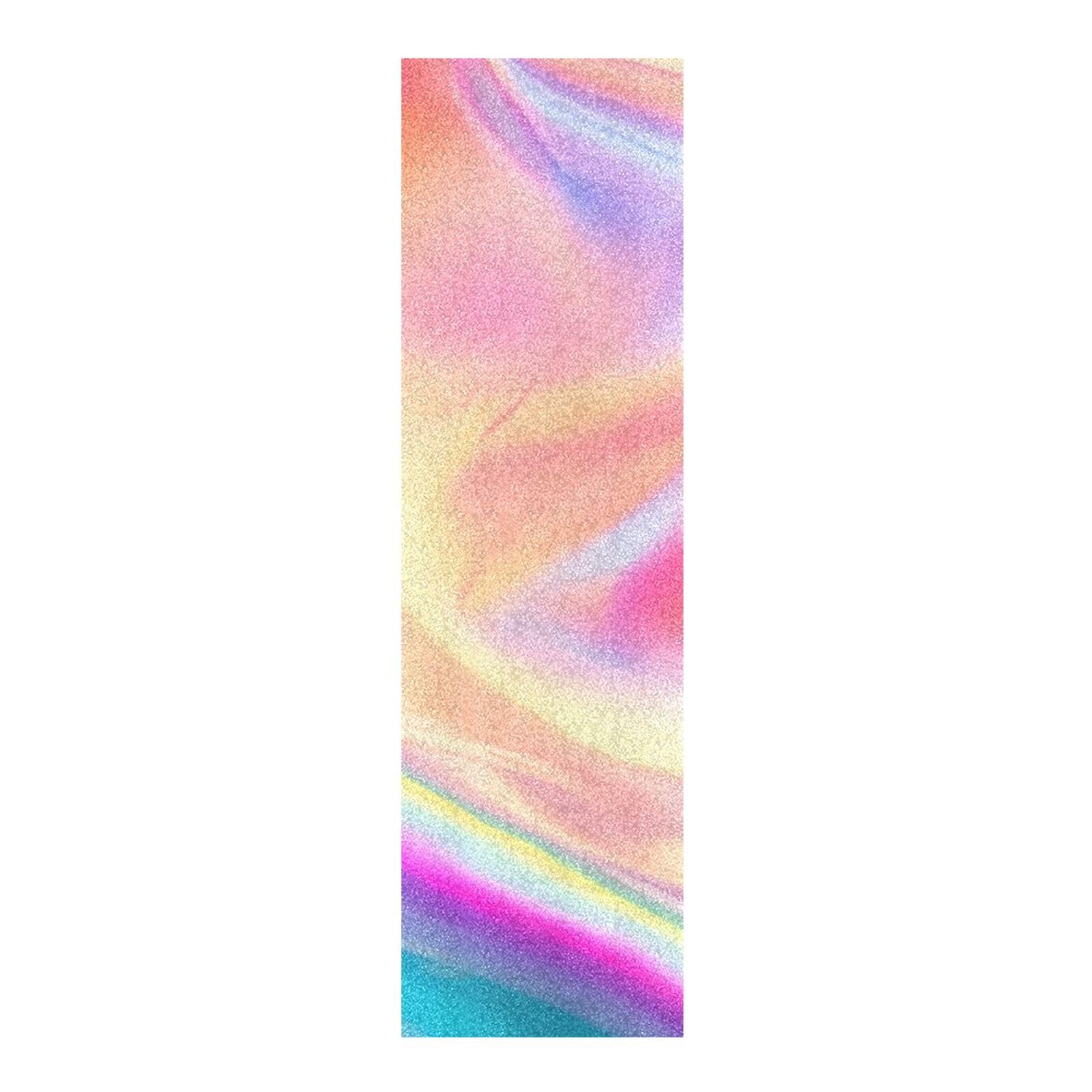 CEBUGI Rainbow Holographic Background Skateboard Grip Tape 33x9in Waterproof Tear-Proof Longboard Grip Tape Bubble Free Non-Slip Scooter Grip Tape for Girls Boys