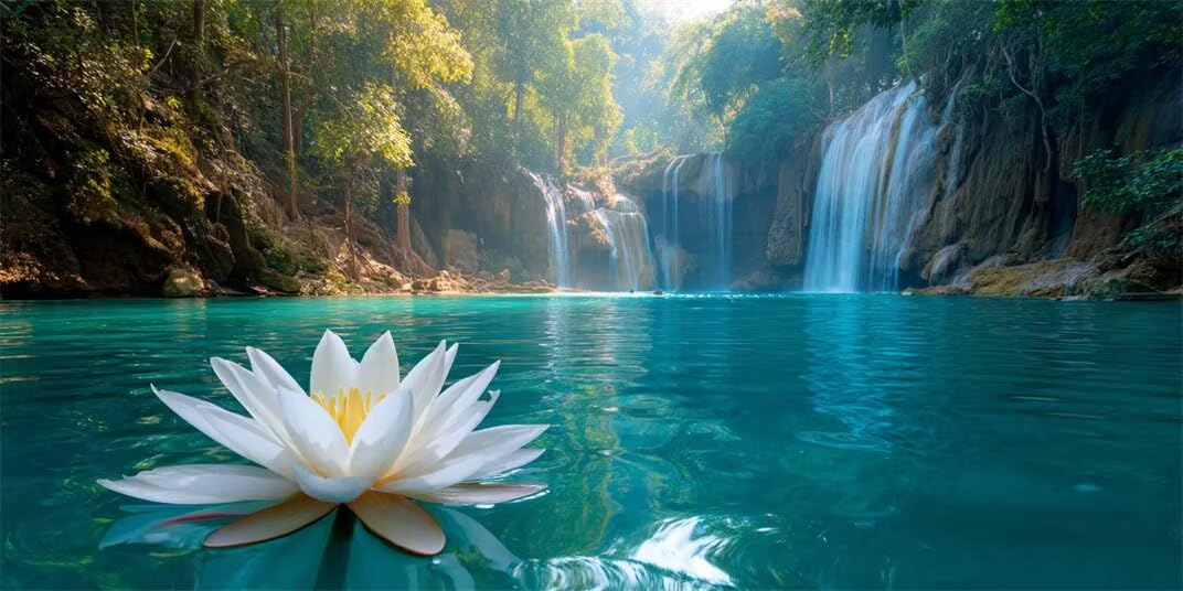 Diamond Painting Kits for Adults, 5D Diamond Art Lotus Flowers 90x180cm, DIY Large Waterfall Dimond Art kits Adults, Full Drill Crystal Rhinestone Embroidery Canvas for Home Wall Decor (DP358)