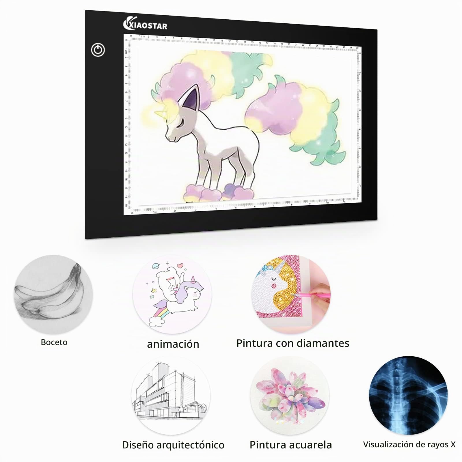 Mesa de Luz de Dibujo LED,Tableta de Luz LED,Tablero de Pintura de Diamante Ultrafino,Cable USB con Brillo Ajustable para Artistas,Animación,Dibujo,Diseño,Bosquejo,Bordado (LB-A4-it)