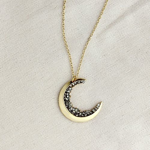 Dainty Jewelry Gold Crescent Moon Necklace Black Diamond Necklace Graduation Gift Gift for Her Celestial Halloween Jewelry Anniversary - ZCMN