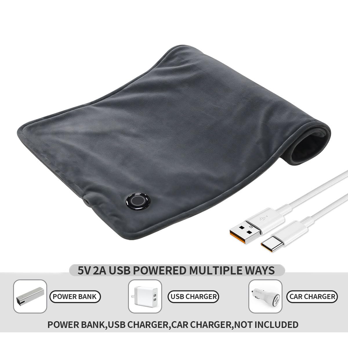 Almohadilla térmica para Manta eléctrica, Calentador Corporal con calefacción USB (30x60 cm), Mantas eléctricas con calefacción, Almohadilla Lumbar Individual, Uso en el hogar - Green