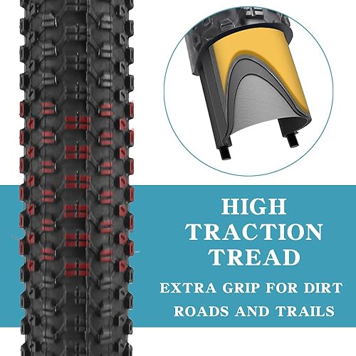 Miniatura 3 de SIMEIQI Paquete de 1 o 2 neumáticos de bicicleta de 24"26"27.5"x1.95" con capa antipinchazos de 0.118 in para neumáticos de bicicleta de montaña con