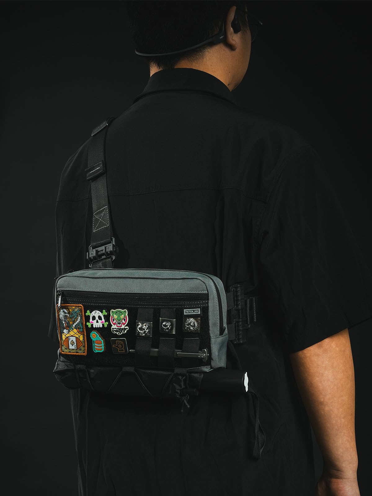 TACTICAL_GEEK Cache L3 EDC Sling Bag Poitrine Sac bandoulière Nylon CORDURA Fermeture éclair YKK Sac à dos d'épaule Tactique Sangle Ambidextre de Randonnée