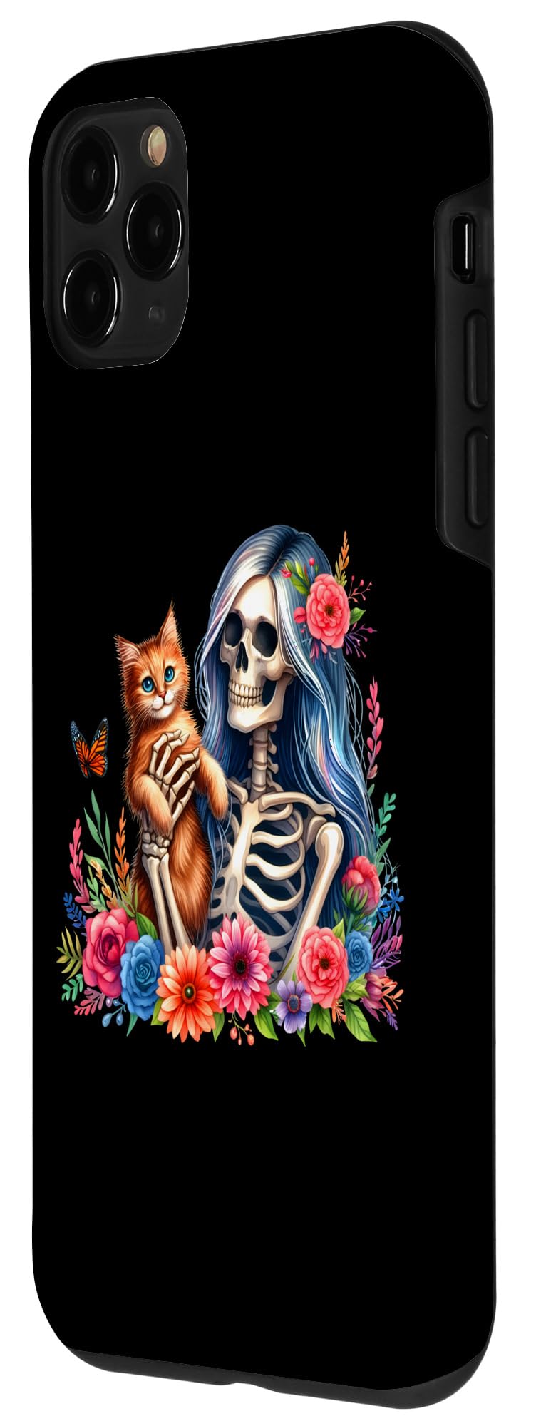 iPhone 11 Pro Female Skeleton And Cute Kitten Cat Lovers Halloween Vintage Case - Image 2