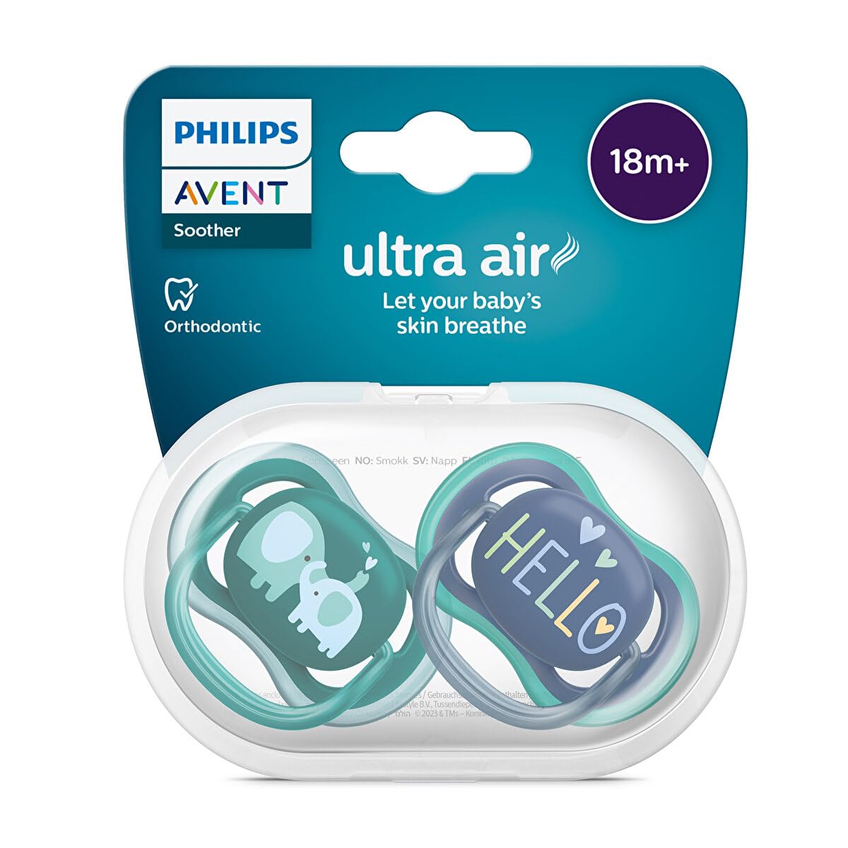 Philips Avent Ultra Air Emzik, 18 Ay+, Erkek Bebekler için, 2’li Paket, Ortodontik Silikon, Geniş Hava Delikli, Mikrodalga Sterilize Edilebilir, BPA İçermez, SCF349/18