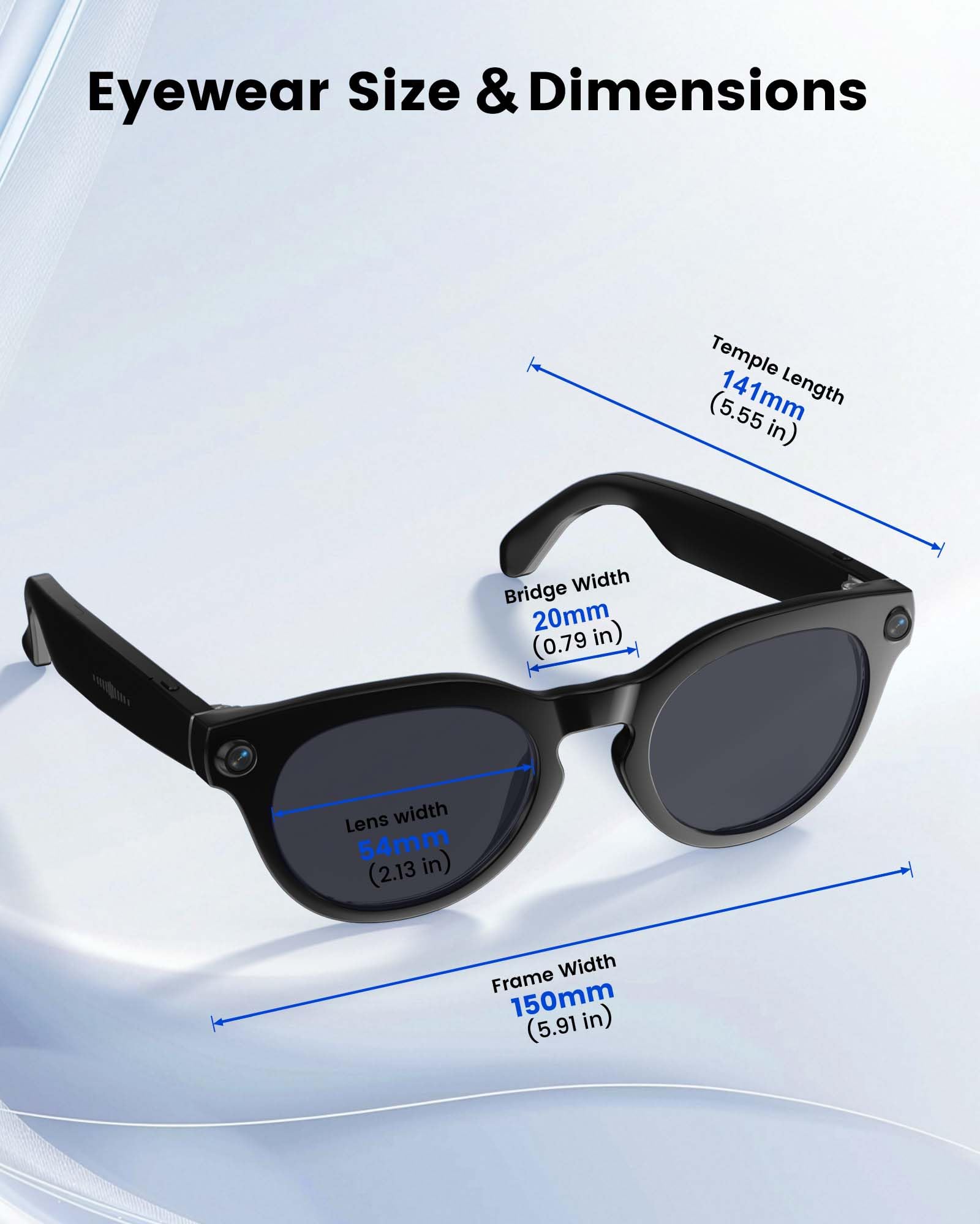 Lufor Smart Glasses with Camera and Bluetooth, 8MP 32GB 1200P HD Video Recording, Real-Time Translation & Voice Assistant, Open-Ear Bluetooth Audio for Vlogging, Travel & Meetings — view 2