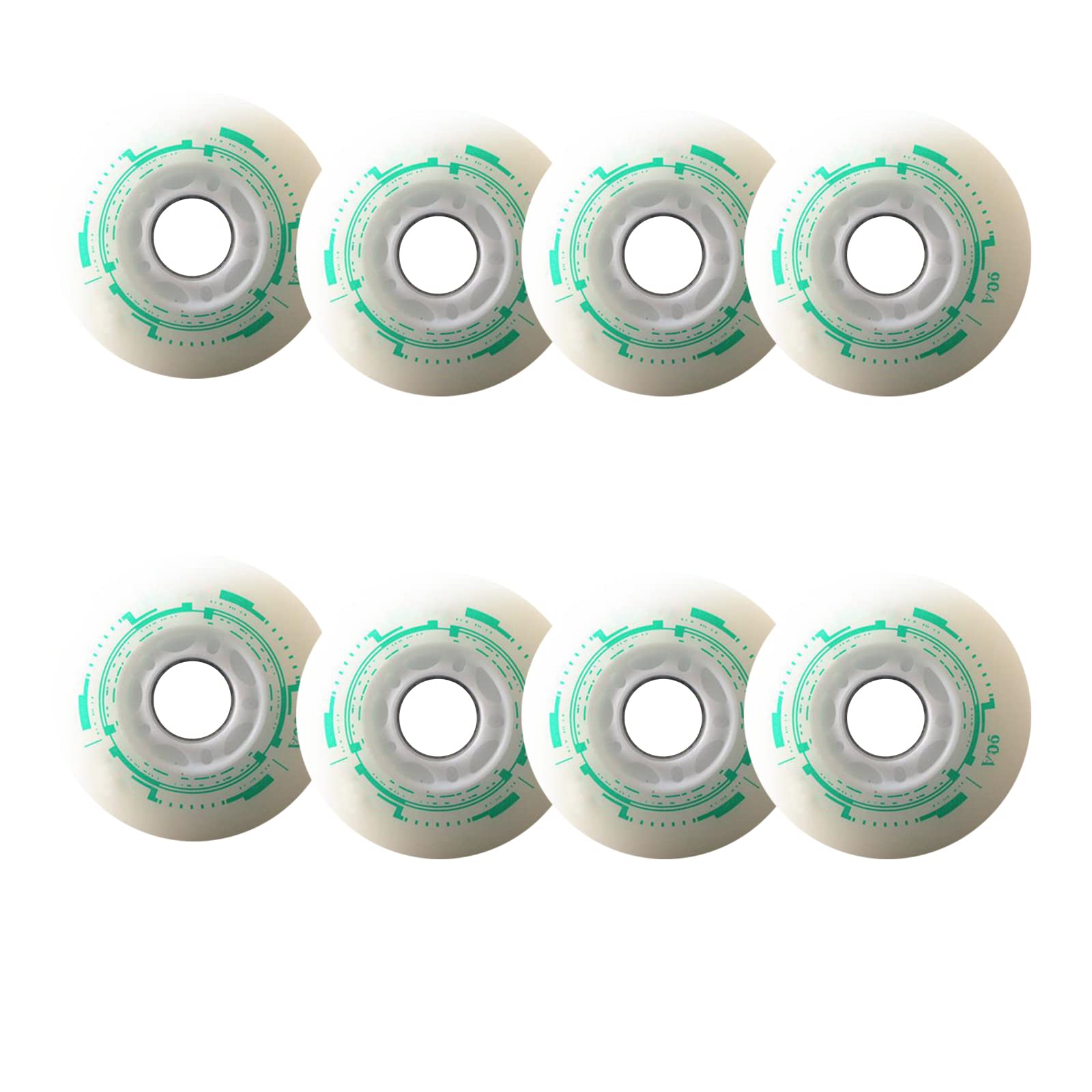 Genérico Ruedas de Repuesto para Patines en Línea Exterior Interior Ruedas con Luz Led de 72 mm, 76 mm Y 80 mm, con Flash Led, Paquete de 8 Unidades.