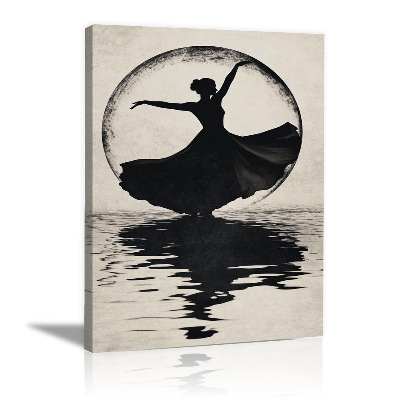 QUSAAOU African Americans Wall Art Mono Circle Dancer Vintage Tribal Girl Images Elegant Paintings Of Black Women Suitable For Home Wall Decoration(black)-80x120cm1 Unframed