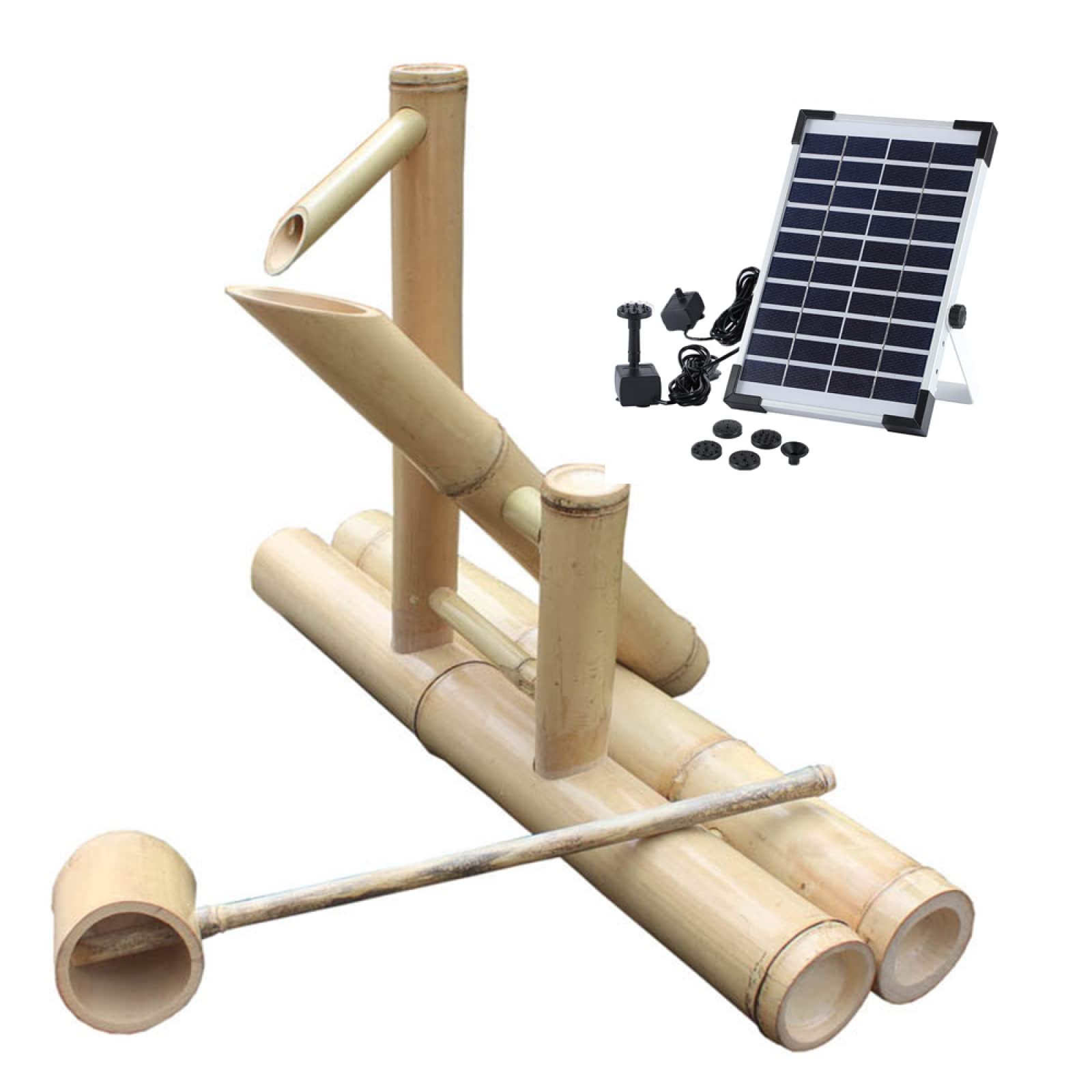 asdchZen Bamboo Fountain Kit, Bamboo Waterwith Pump And Spoon Landscape Decoration, Bird Bath Bamboo Fountain Zen Garden Japan Garden Waterfall Outdoor Zen Pond Spout, Handmade,A,B