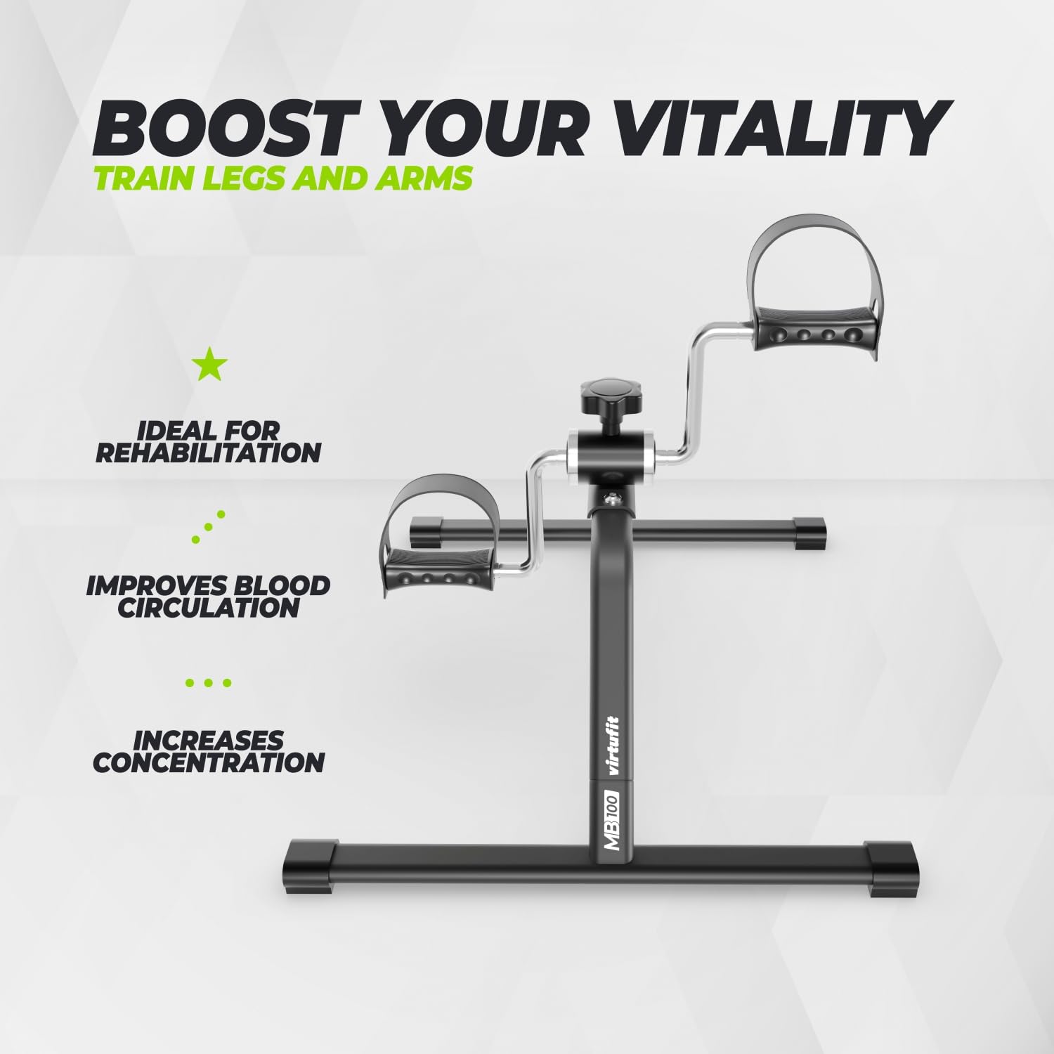 VirtuFit V1 Entraîneur de Mouvement - Pédale Blanc - Mini Vélo d'Exercise - Machine d'Entraînement - Réhabilitation des Jambes