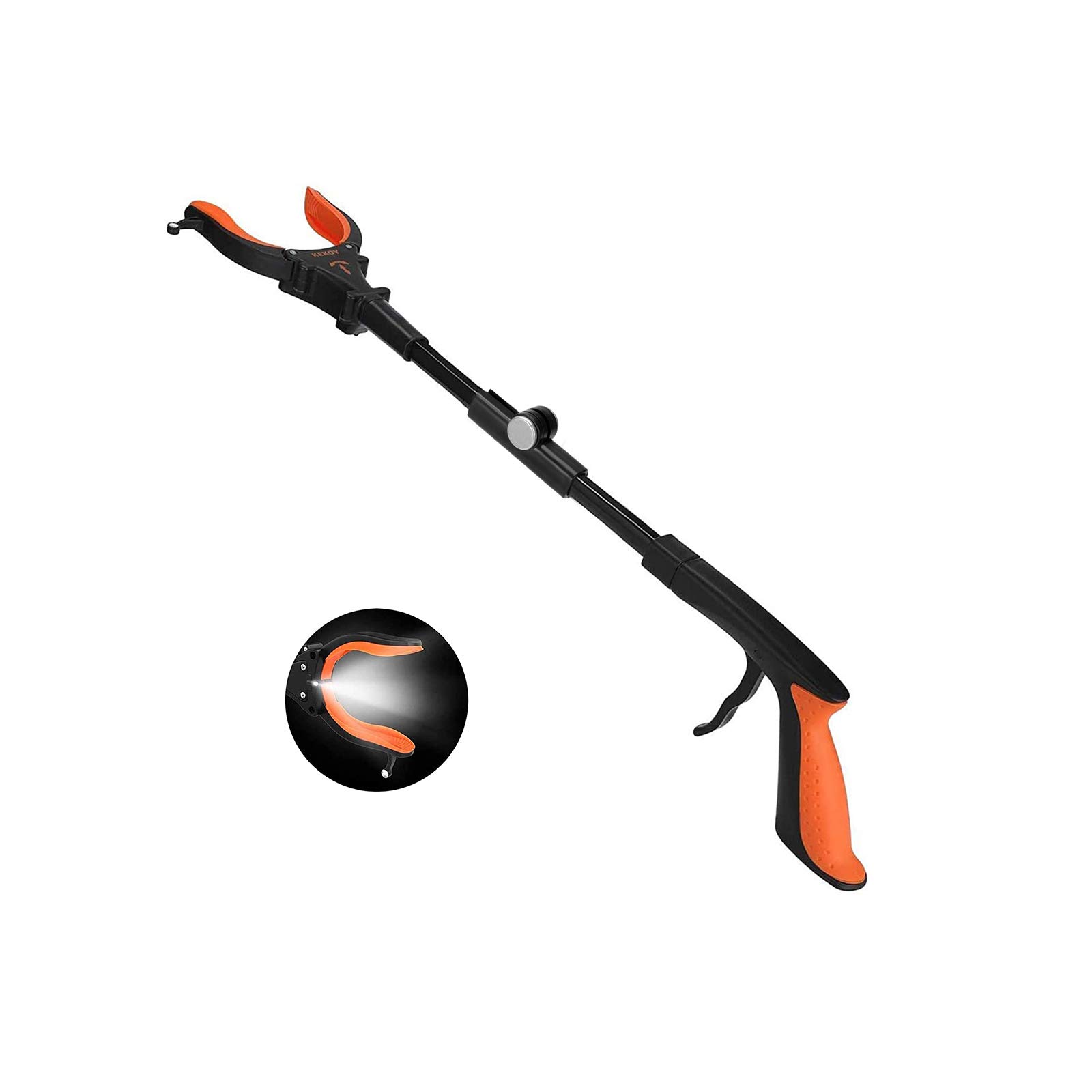 22" Foldable Grabber Reacher Tool with Headlight, 90°Rotating Head, Magnetic Hooks, Easy Trash Picker Tool, Claw Reacher Grabber for Elderly, Litter Picker Upper