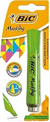 Pincel Marcador de Texto Fluorescente BIC Marking Verde, Ponta Chanfrada, 1.5 - 5.5mm, 904199, 1 Unidade