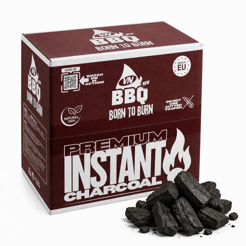 Carbone per BBQ e Grill 3kg | Bricchette Carbonella Senza Fumo Senza Odore | Accensione 10–15 min | Brace Uniforme 4 Ore | 100% Naturale Vegetale | Qualità Ristorazione