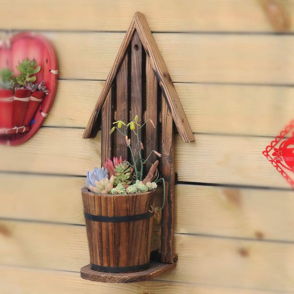 zenggp Decoración Montada En La Pared Flores Colgantes De Madera Maceta Agua Ahorro Y Resistencia A La Sequía Tipo Nido De Pájaro Casa De Pájaro Diseño