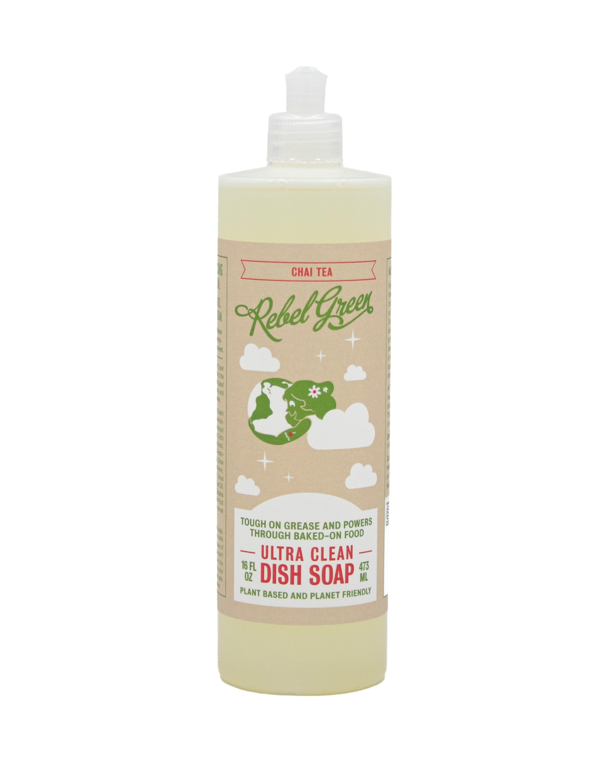 Rebel Green Super Deluxe Dish Soap - Plant-Based Sustainable Dishwashing Soap - Chai Tea Scent - 16 fl
