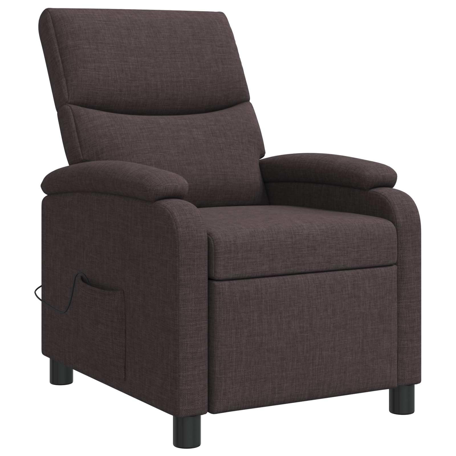 Poltrona relax in tessuto marrone scuro, regolabile da 115 a 160 gradi, con